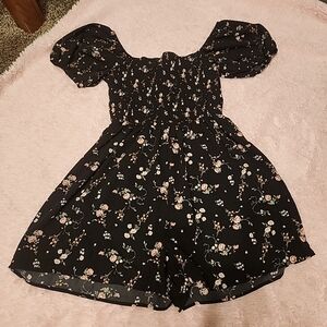 Black floral 'Pie In The Sky' XL Romper